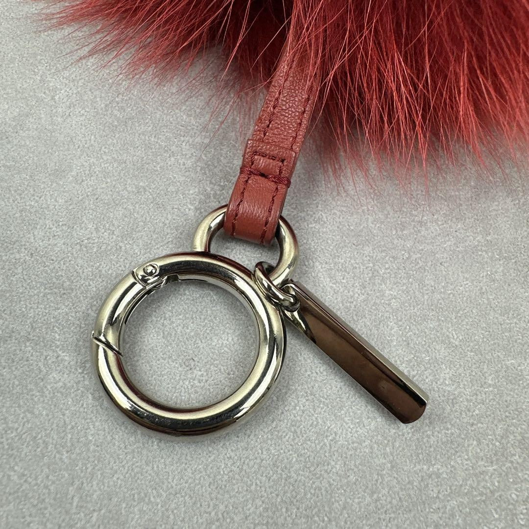 FENDI Bag Charm Key Holder Strap Red Authentic