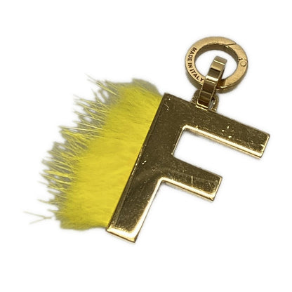 FENDI Bag Charm Key Holder Strap Gold Yellow Authentic