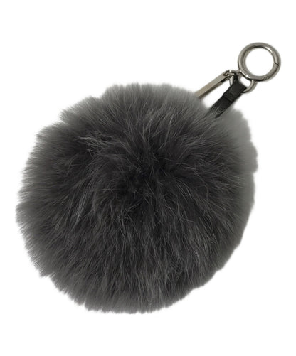 FENDI Bag Charm Key Holder Strap Gray Authentic
