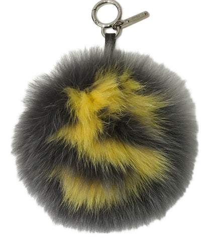 FENDI Bag Charm Key Holder Strap Gray Authentic