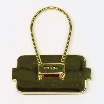 PRADA Key Ring Keychain Bag Charm Robot Leather Metal Black Gold Authentic