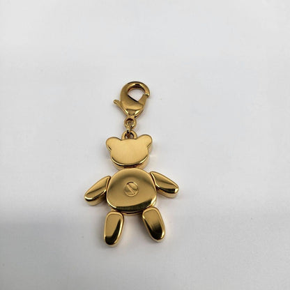 PRADA Key Ring Keychain Bag Charm Bear Gold Black Authentic