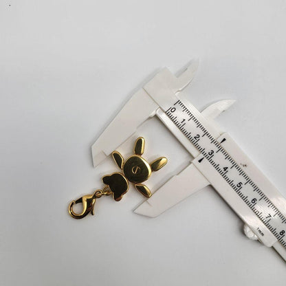 PRADA Key Ring Keychain Bag Charm Bear Gold Black Authentic