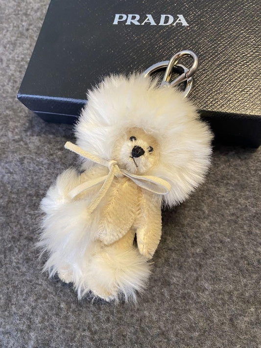 PRADA Key Ring Keychain Bag Charm Poodle White Authentic