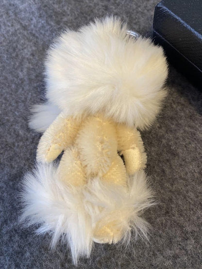 PRADA Key Ring Keychain Bag Charm Poodle White Authentic