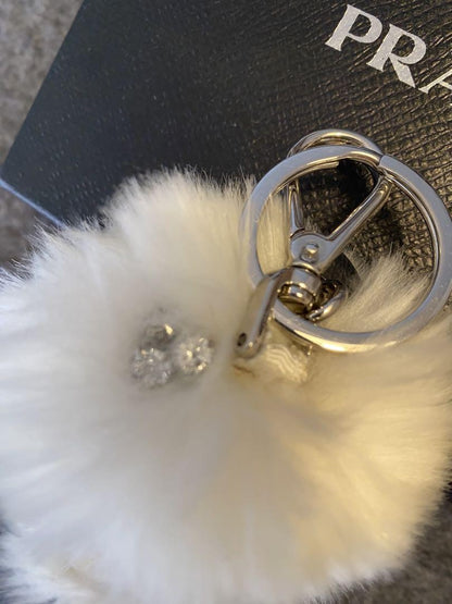 PRADA Key Ring Keychain Bag Charm Poodle White Authentic