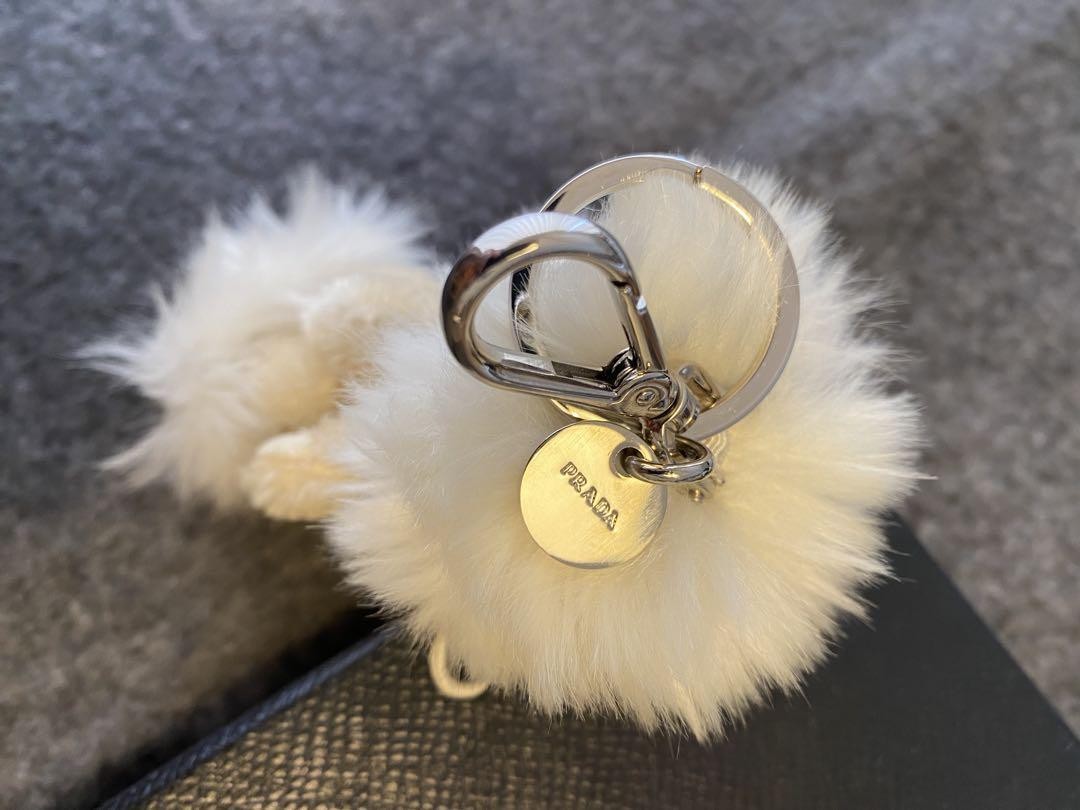 PRADA Key Ring Keychain Bag Charm Poodle White Authentic