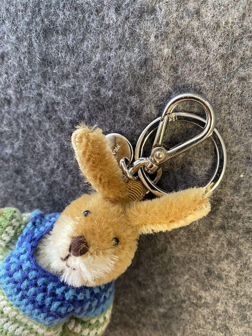 PRADA Key Ring Keychain Bag Charm Rabbit Blue Green Authentic