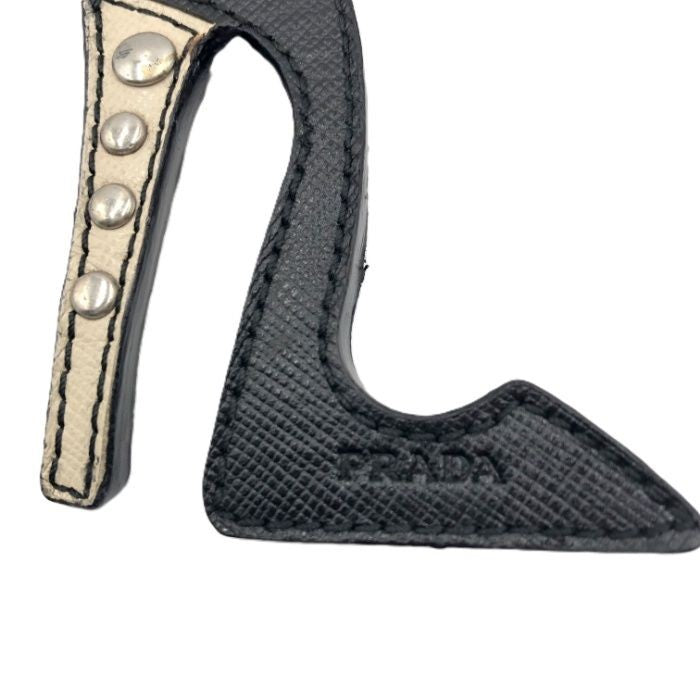PRADA Key Ring Keychain Bag Charm High heel pumps Black White Authentic