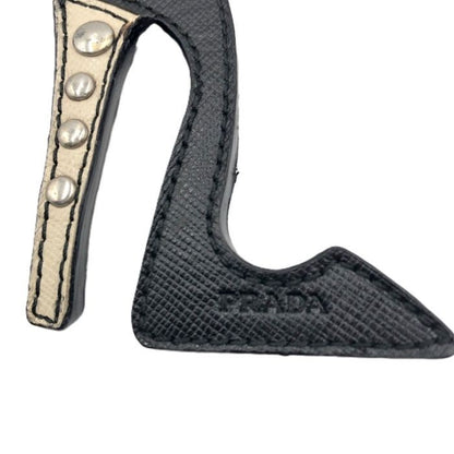 PRADA Key Ring Keychain Bag Charm High heel pumps Black White Authentic