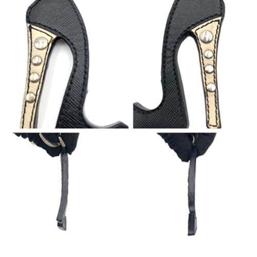 PRADA Key Ring Keychain Bag Charm High heel pumps Black White Authentic