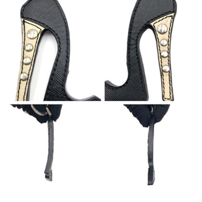 PRADA Key Ring Keychain Bag Charm High heel pumps Black White Authentic