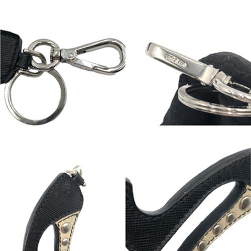 PRADA Key Ring Keychain Bag Charm High heel pumps Black White Authentic