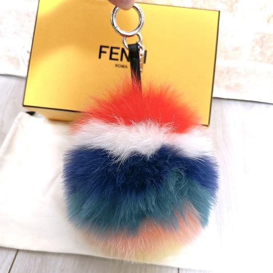 FENDI Bag Charm Key Holder Strap Rainbow Authentic