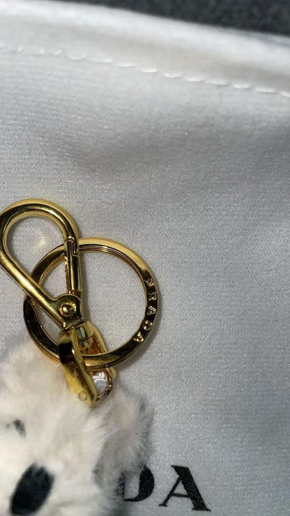 PRADA Key Ring Keychain Bag Charm Bear White Authentic