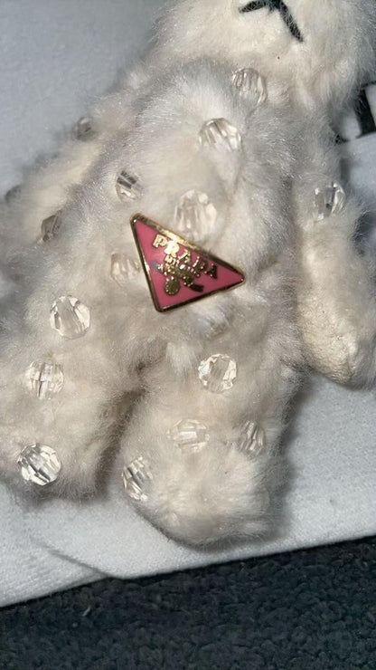 PRADA Key Ring Keychain Bag Charm Bear White Authentic