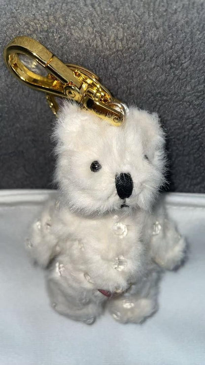 PRADA Key Ring Keychain Bag Charm Bear White Authentic