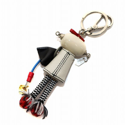 PRADA Key Ring Keychain Bag Charm Robot White Black Red Authentic