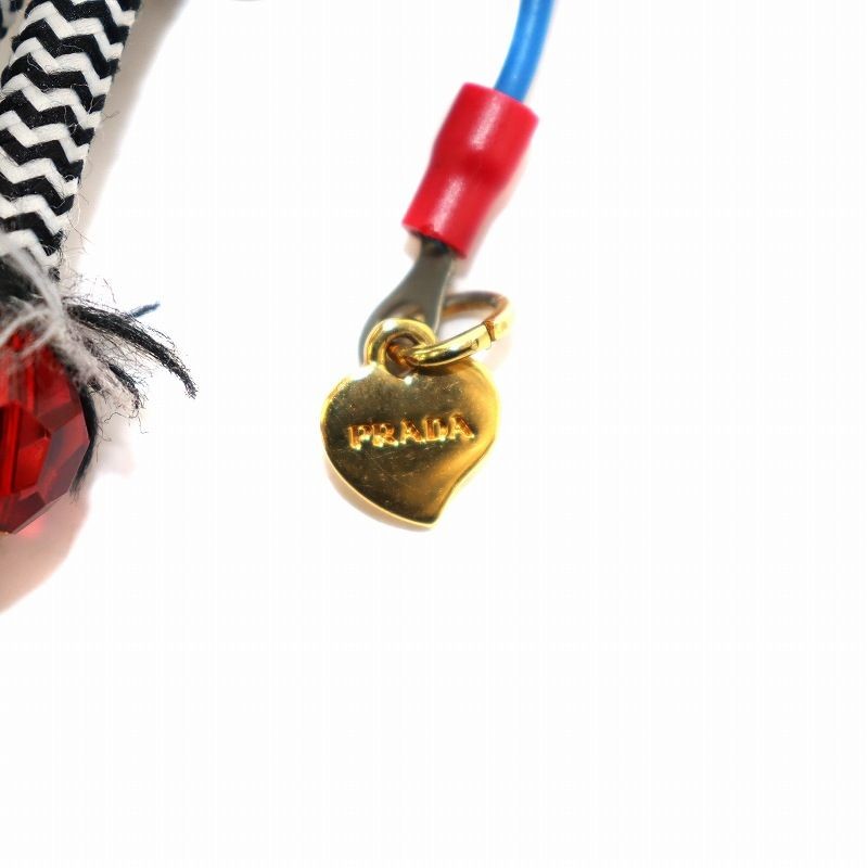 PRADA Key Ring Keychain Bag Charm Robot White Black Red Authentic