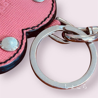 PRADA Key Ring Keychain Bag Charm Heart Pink Authentic