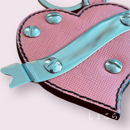 PRADA Key Ring Keychain Bag Charm Heart Pink Authentic