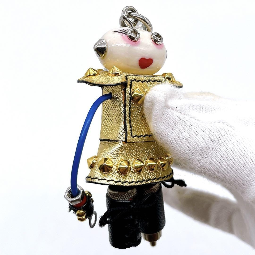 PRADA Key Ring Keychain Bag Charm Robot Nancy Gold Authentic