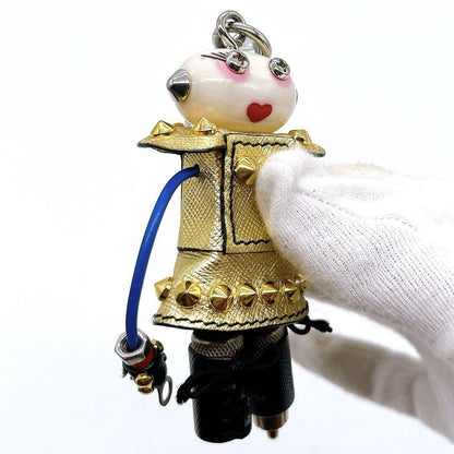 PRADA Key Ring Keychain Bag Charm Robot Nancy Gold Authentic