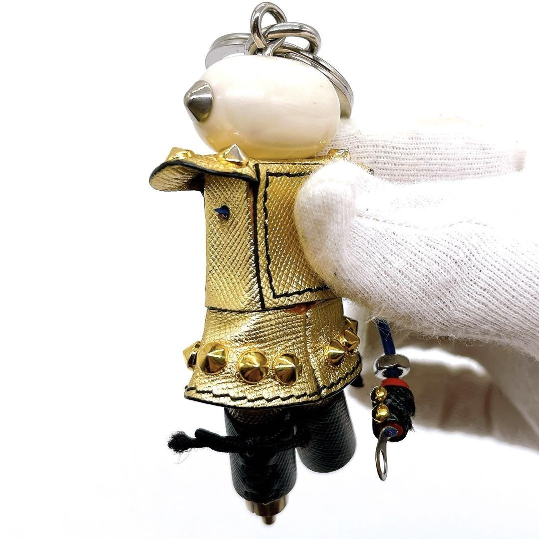 PRADA Key Ring Keychain Bag Charm Robot Nancy Gold Authentic