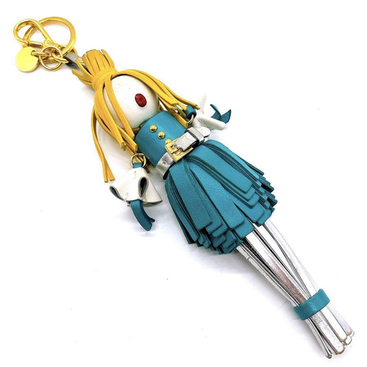 PRADA Key Ring Keychain Bag Charm ALICE Tassel Leather Authentic