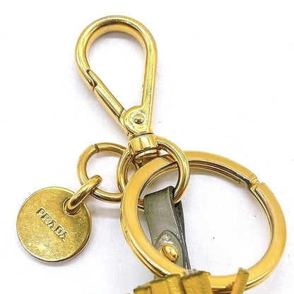 PRADA Key Ring Keychain Bag Charm ALICE Tassel Leather Authentic