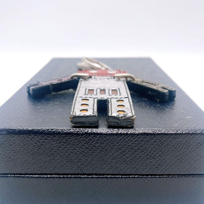 PRADA Key Ring Keychain Bag Charm Robot Leather Multicolor Authentic