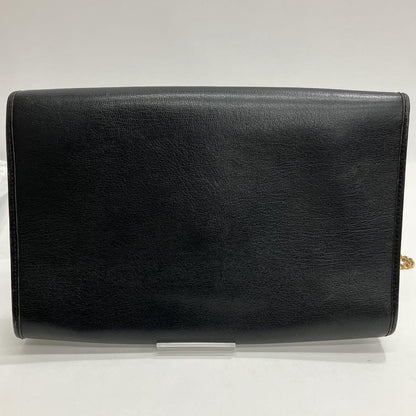 Christian Dior Shoulder Bag Purse Chain Logo Leather Black Authentic