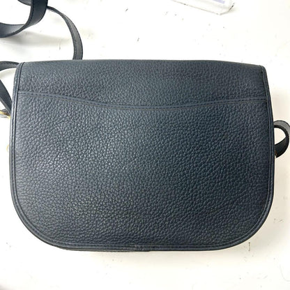 Christian Dior Shoulder Bag Purse CD Leather Dark Navy Authentic