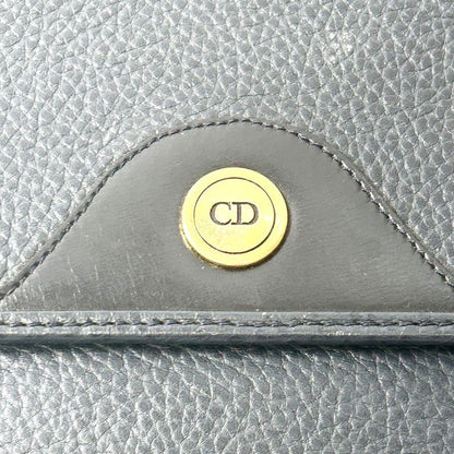 Christian Dior Shoulder Bag Purse CD Leather Dark Navy Authentic