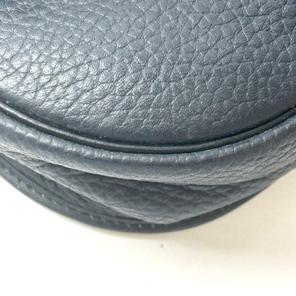 Christian Dior Shoulder Bag Purse CD Leather Dark Navy Authentic