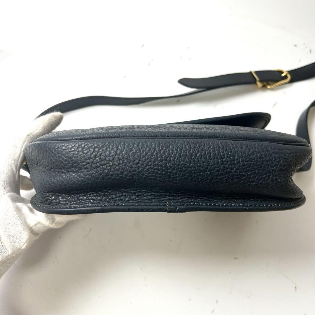 Christian Dior Shoulder Bag Purse CD Leather Dark Navy Authentic