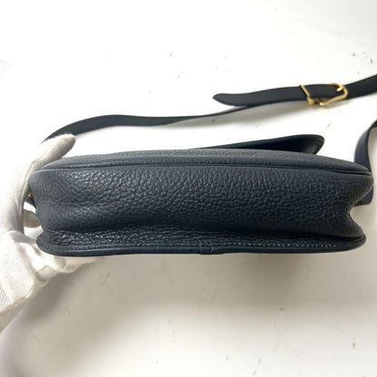Christian Dior Shoulder Bag Purse CD Leather Dark Navy Authentic