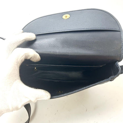 Christian Dior Shoulder Bag Purse CD Leather Dark Navy Authentic
