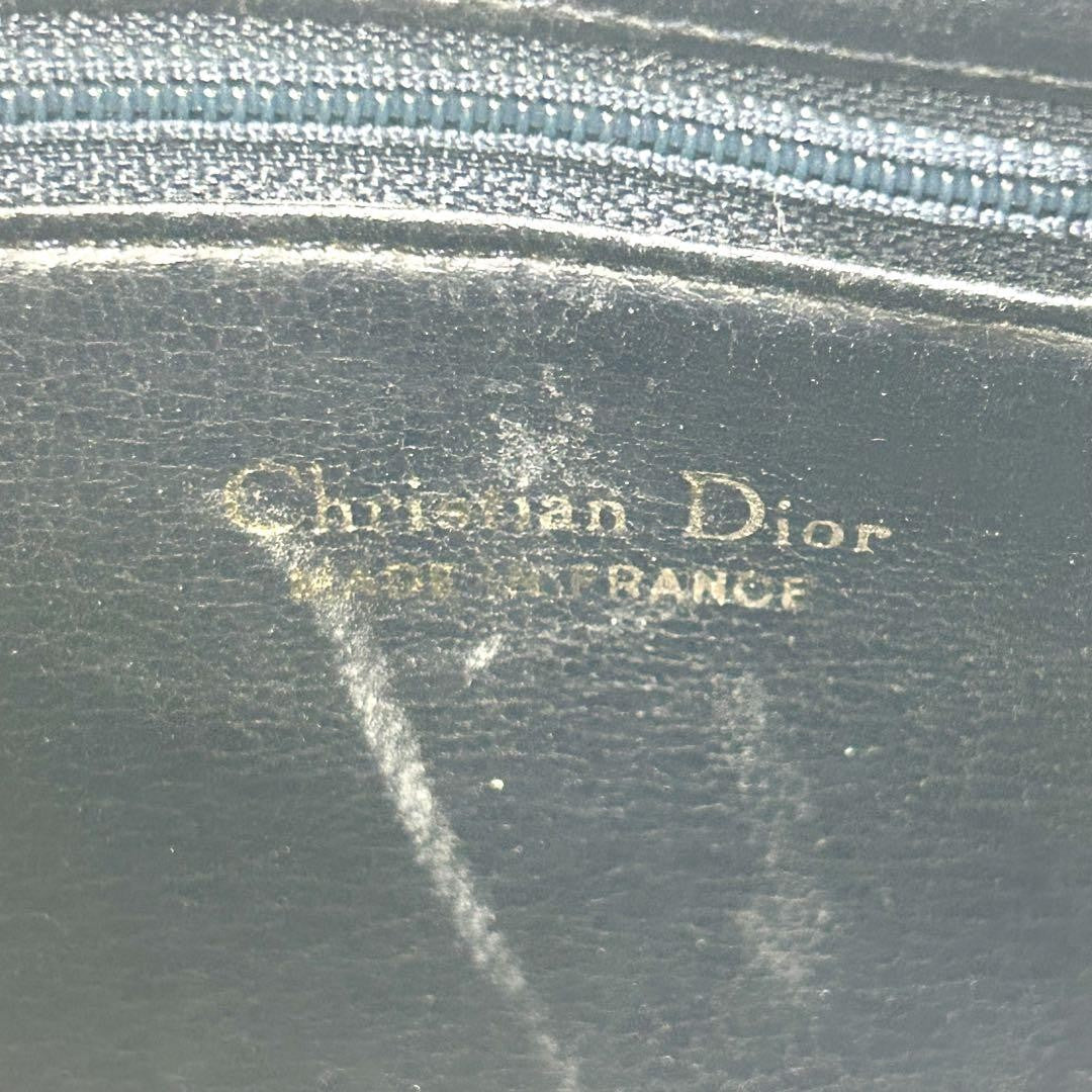 Christian Dior Shoulder Bag Purse CD Leather Dark Navy Authentic