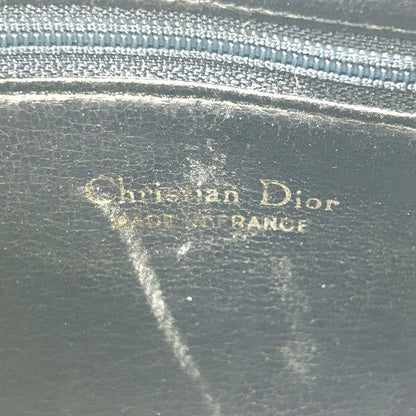 Christian Dior Shoulder Bag Purse CD Leather Dark Navy Authentic