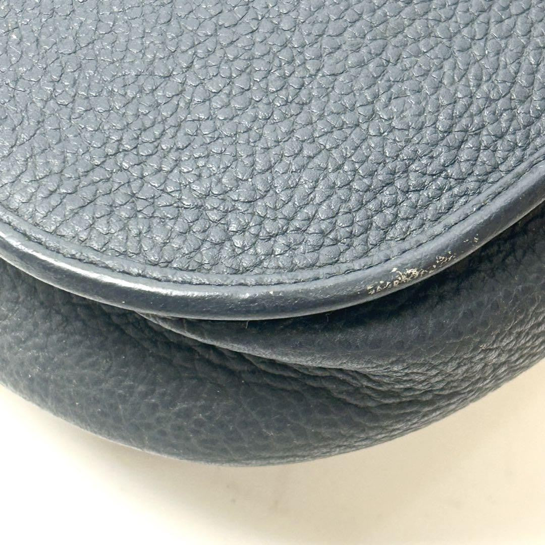 Christian Dior Shoulder Bag Purse CD Leather Dark Navy Authentic