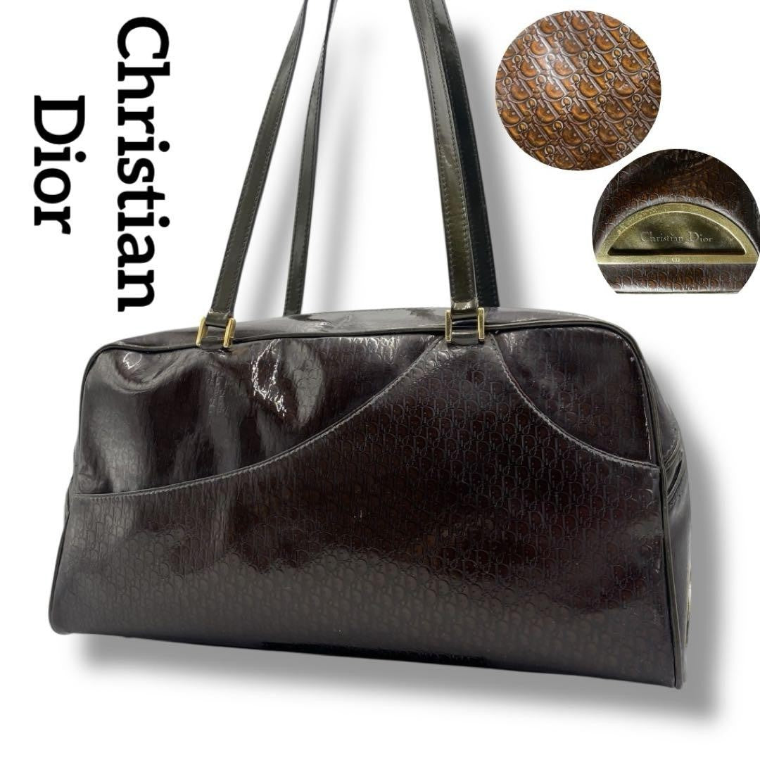 Christian Dior Hand Bag Tote Purse Trotter Brown Authentic