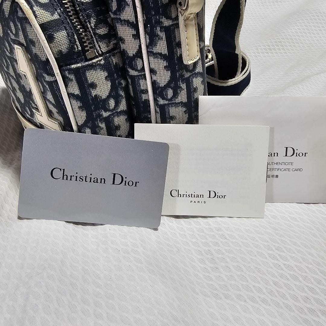Christian Dior Shoulder Bag Purse Trotter No.1 White Navy Authentic