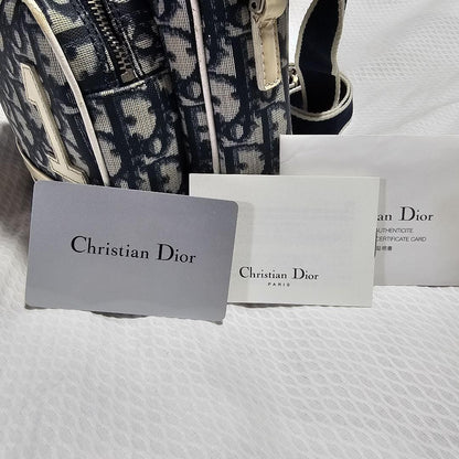 Christian Dior Shoulder Bag Purse Trotter No.1 White Navy Authentic