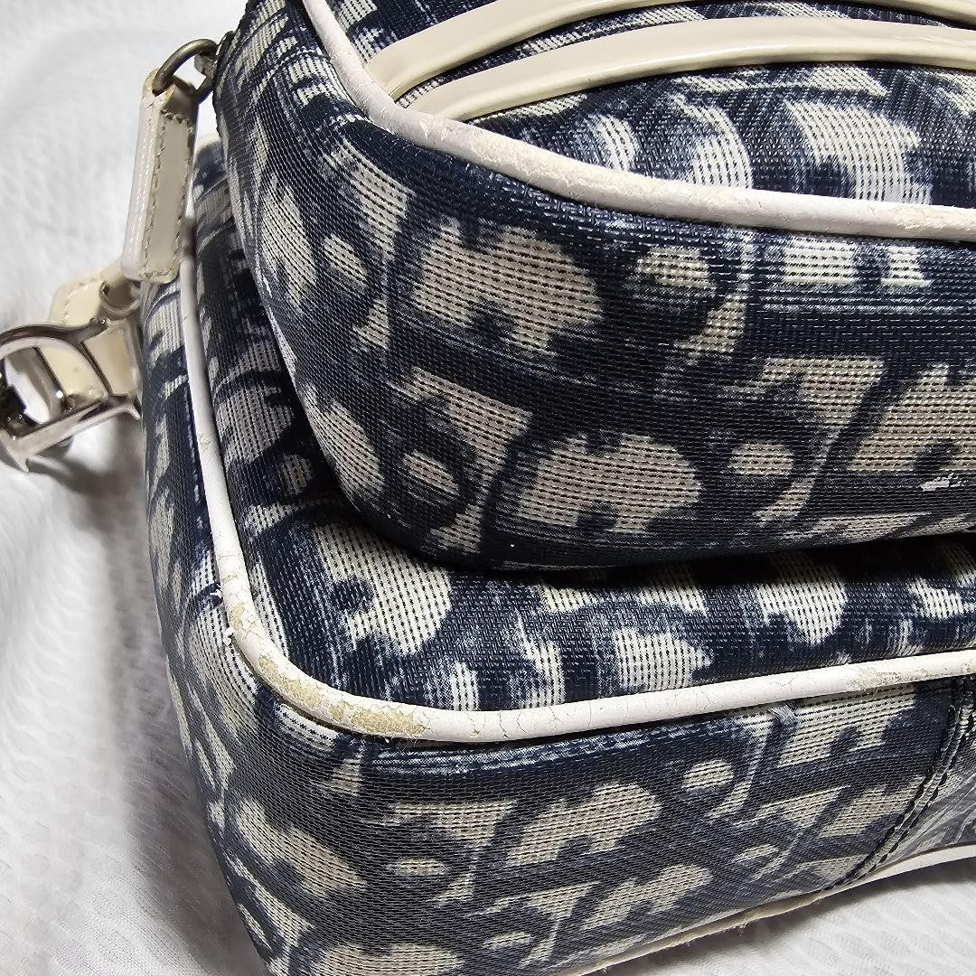 Christian Dior Shoulder Bag Purse Trotter No.1 White Navy Authentic