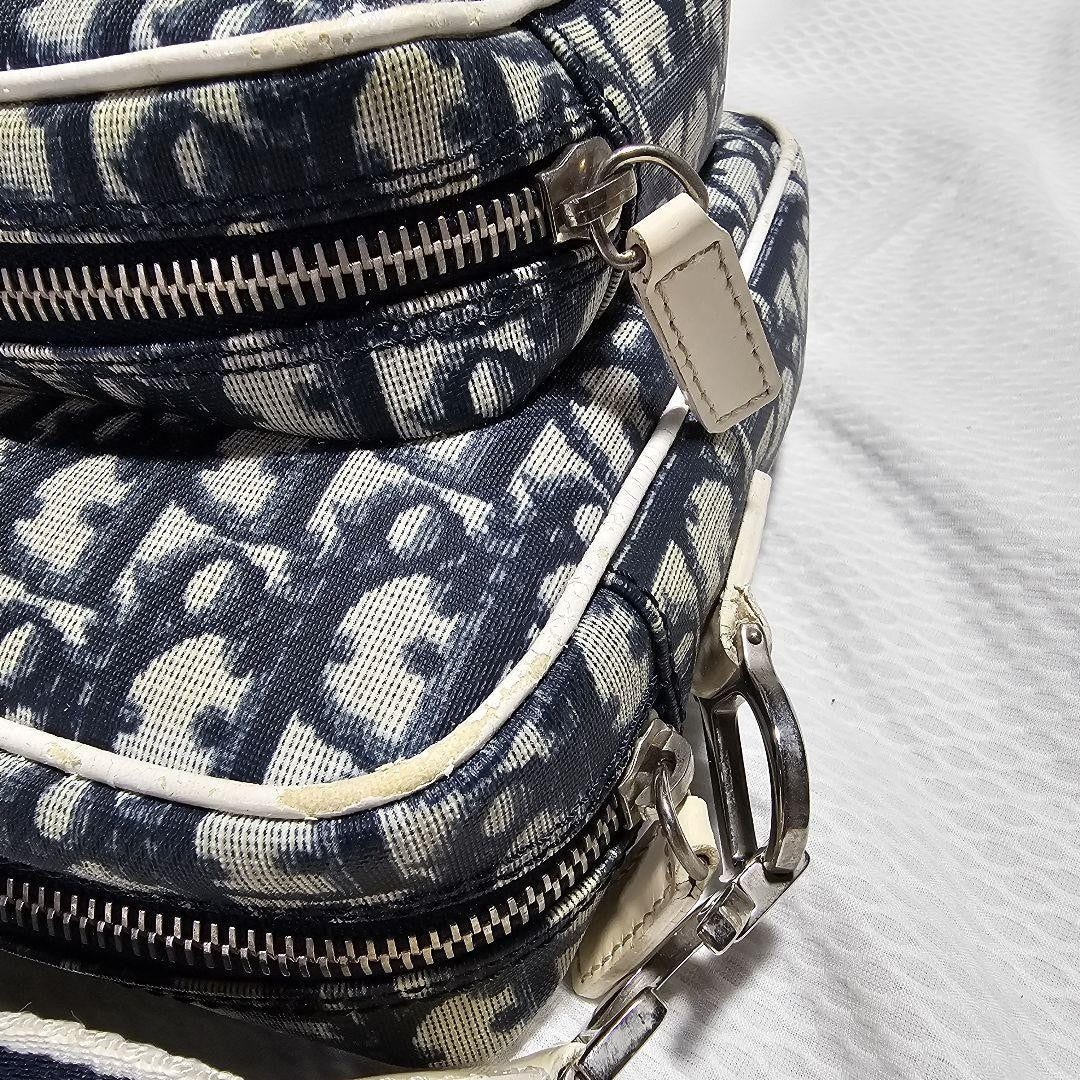 Christian Dior Shoulder Bag Purse Trotter No.1 White Navy Authentic