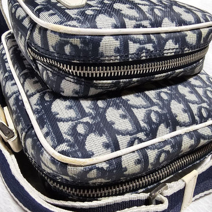 Christian Dior Shoulder Bag Purse Trotter No.1 White Navy Authentic