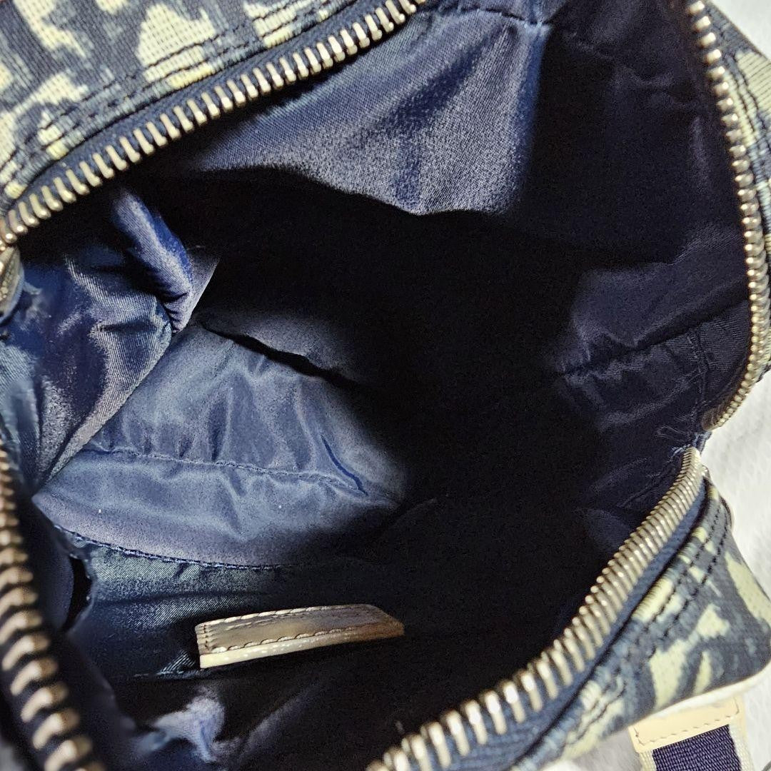 Christian Dior Shoulder Bag Purse Trotter No.1 White Navy Authentic