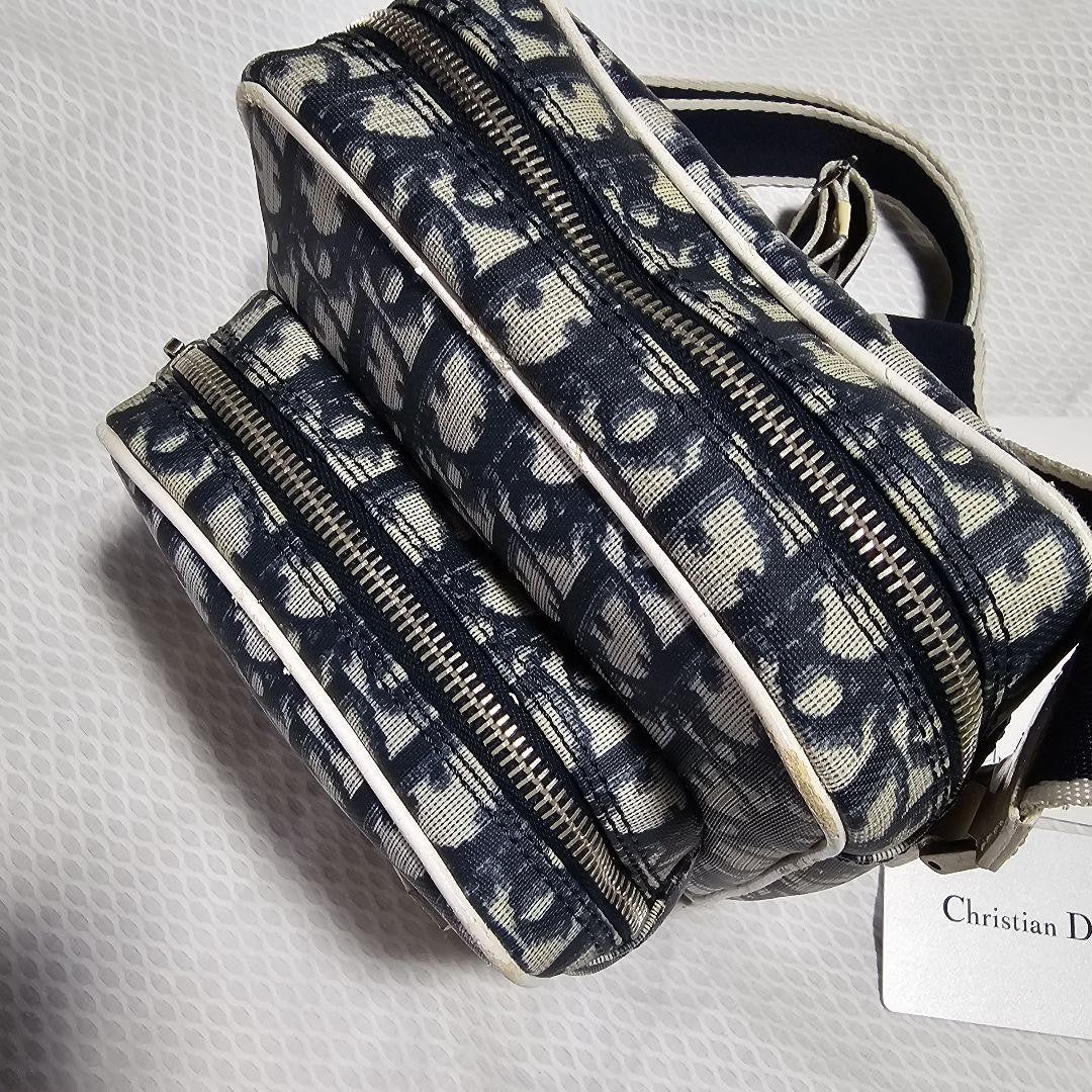 Christian Dior Shoulder Bag Purse Trotter No.1 White Navy Authentic