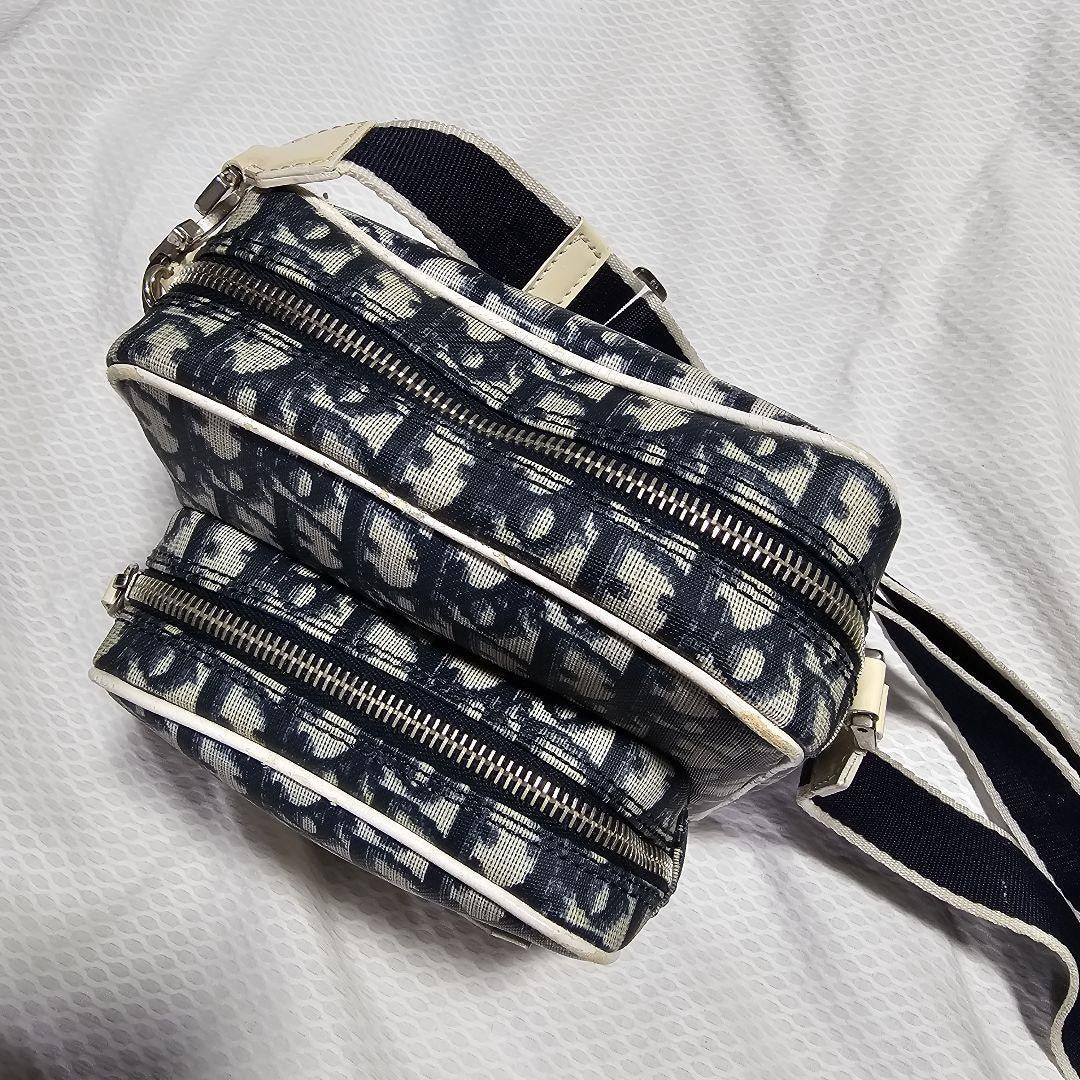 Christian Dior Shoulder Bag Purse Trotter No.1 White Navy Authentic